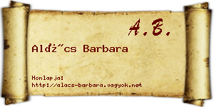 Alács Barbara névjegykártya
